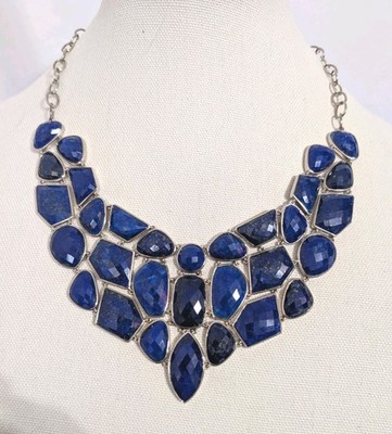 Raritäten Sterlingsilber platiniert Lapis Latz Halskette - 18 Zoll - Neu mit Etikett - $ 792,25
