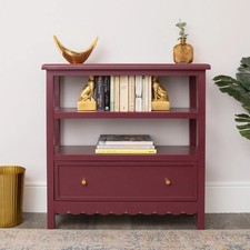 Wine Red Scalloped Storage Sideboard with Drawer and Shelving - Staunton Wine Re