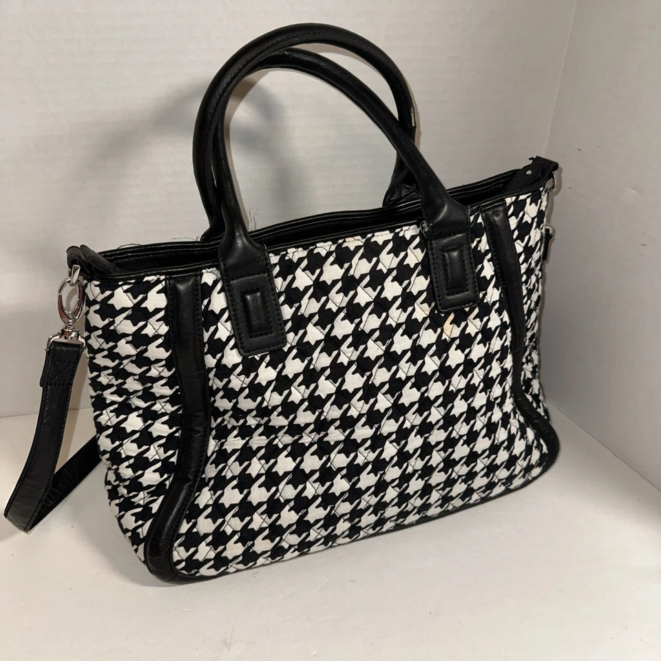 Vera Bradley Black White Houndstooth Large Tote Diaper Bag Purse Handbag - Image 4 of 4