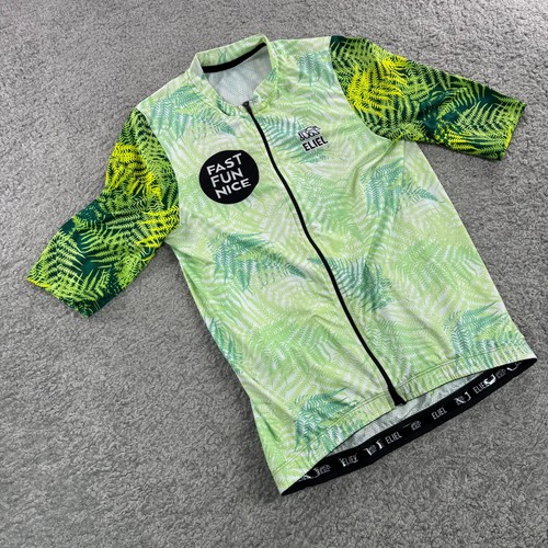Eliel Mens Cycling Jersey Large Green Fern Print Campfire Endurance Coaching USA