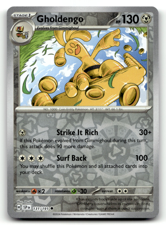Gholdengo 131/191 Reverse Holo Uncommon SV08: Surging Sparks LP