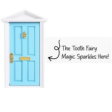 Blue Miniature Tooth Fairy Door Magical Fairy Wooden Door Opening with Sticke...