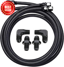 2 Set 6AN PTFE Transmission Cooler Lines 7Ft Nylon SS Braided 4L60 TH350 US