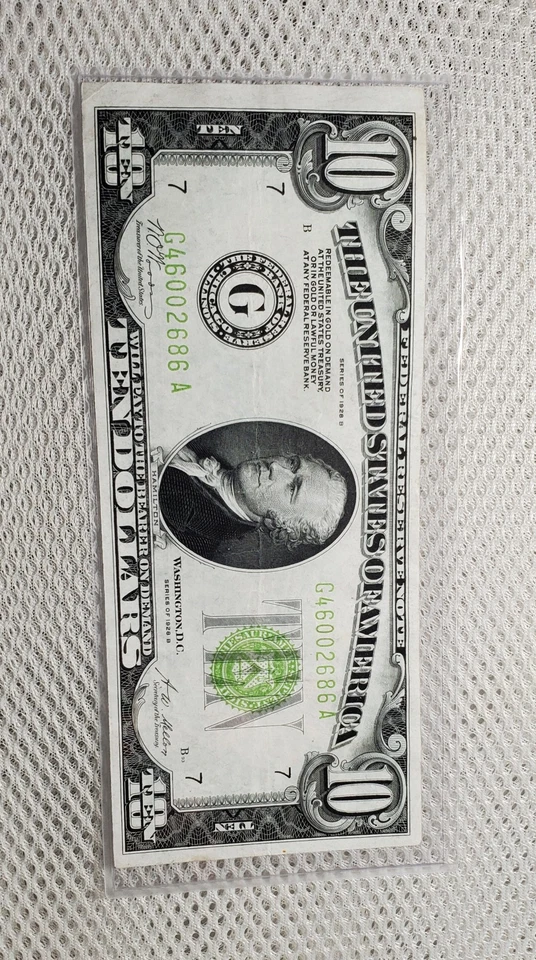 1928 B $10 Federal Reserve Note LGS LIME LIGHT GREEN SEAL Chicago, IL Nice Note - Image 4 of 4