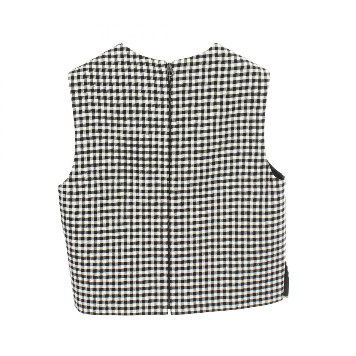 Christian Dior tops #34 tank top check wool Black White Used Women