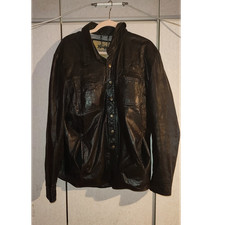 La Martina Leder Manteljacke Schwarz Knopf Ta...