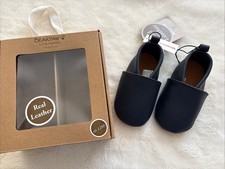 Bearpaw Shoes 6 12 Month Baby Infant Slip On Crib Shoes Navy Blue Leather NIB