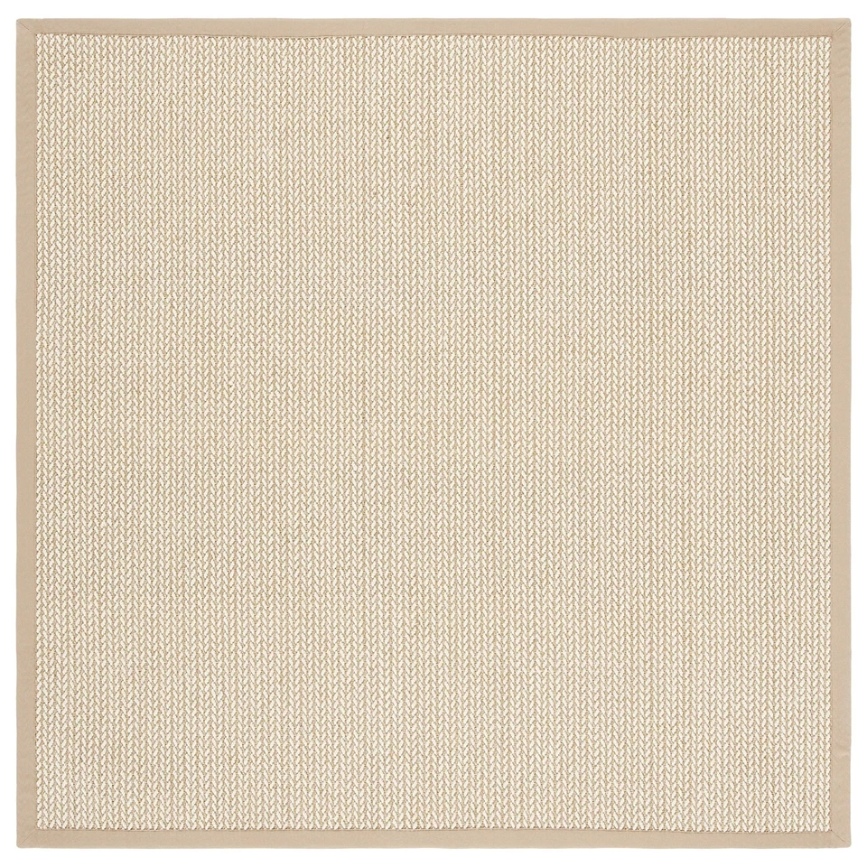 Area Rug 6' Square - Natural Fiber Collection - Beige, Sisal & Wool, Woven De... - Image 2 of 4