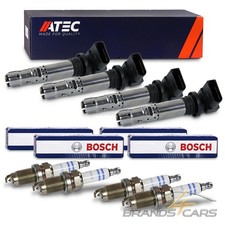 ATEC 4x ZÜNDSPULE + 4x BOSCH ZÜNDKERZE FÜR AUDI SEAT SKODA VW GOLF 5 6 1.4 TSI