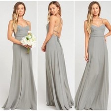 Show Me Your Mumu Tie Back Gown Maxi Dress Gray Silver Size Medium NEW