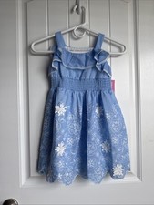 NWT Rare Editions Girls 4T Blue Embroidered Floral Pullover Dress NEW