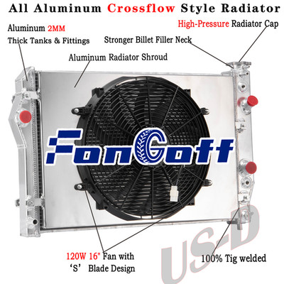 3 Row Radiator Shroud Fan For 1993-2002 Chevy Camaro Pontiac Firebird 3.4L 5.7L