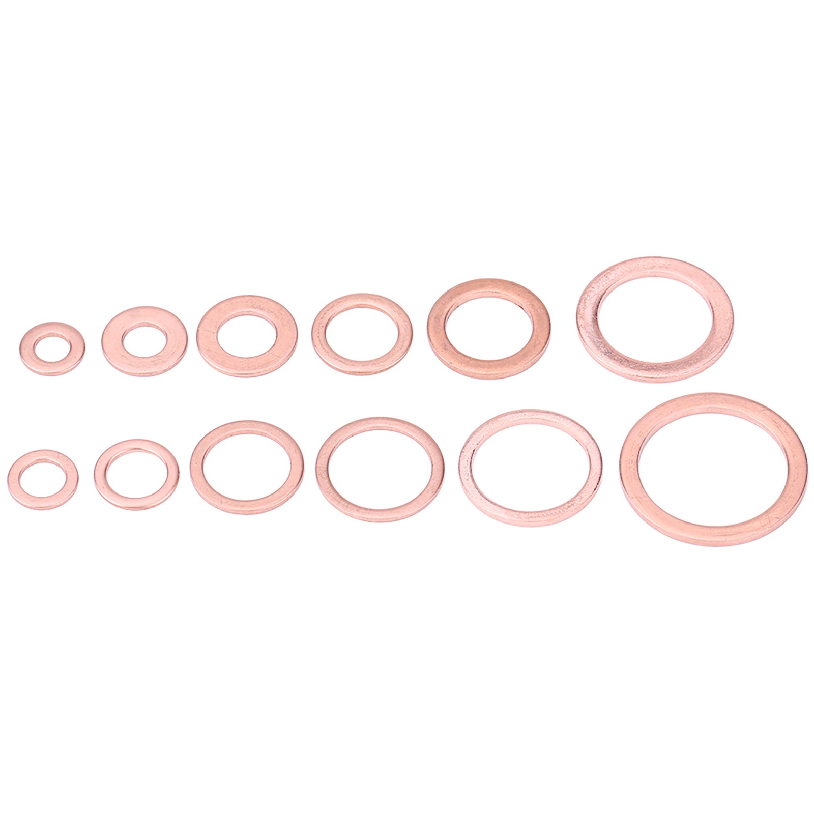 280pcs 12 Sizes Assorted Solid Copper Crush Washers Seal Flat Rings Kit W/