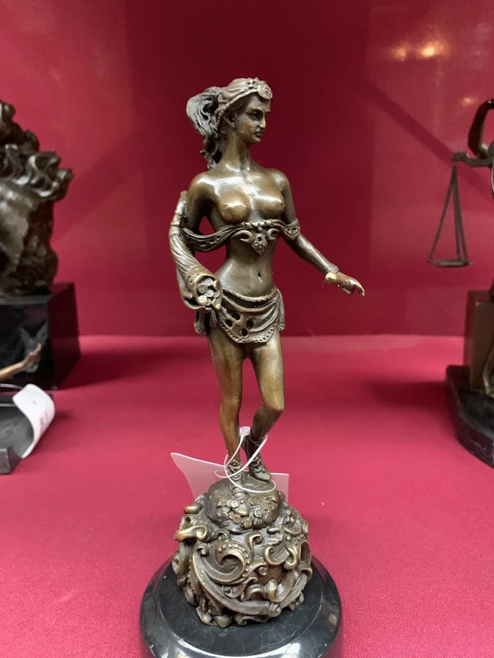 Statua scultura bronzo vintage donna nudo marmo JB rara decorazione Parigi AMAZON arte - Immagine 4 di 4