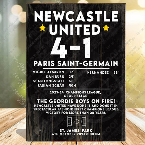 Newcastle UTD 4 v 1 PSG Paris | Champions League, Newcastle Plakatschild - Bild 5 von 7