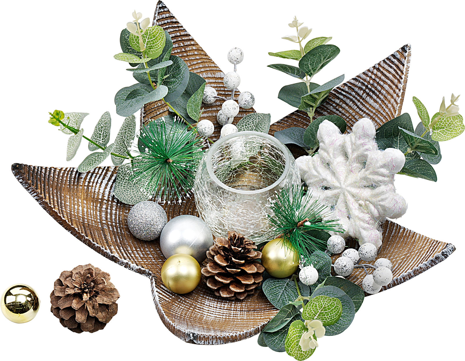 Набор для декорирования Teelichthalter Star Weltbild Holzstern Effektglas Ø 31,5 см B-ПОСУДА