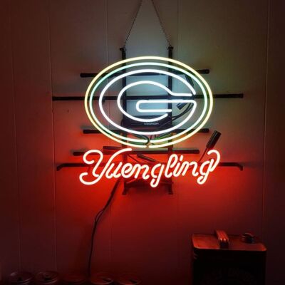 Green Bay Packers Yuengling Beer 24''x20'' Neon Lamp Light Sign Bar Open Pub Decor