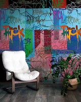 Fototapete Vlies Graffiti Motiv Urban Street Style Blau Bunt 39824-1 (5,61€/1Qm)