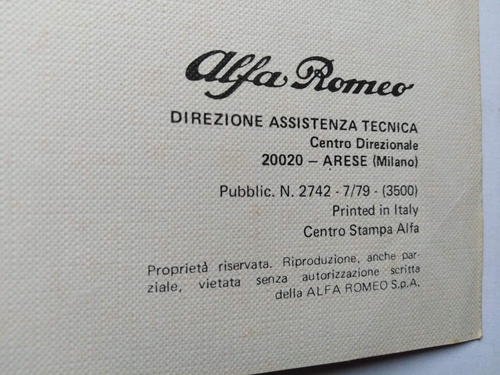ALFA ROMEO ALFA 6 2500 MANUALE CARATTERISTICHE E PRESCRIZIONI 7/79 (826) - Foto 3 di 8
