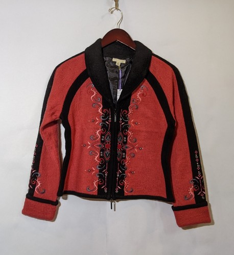 Carson Coral collared 2-way zip Cardigan Sweater Jacket NWT MEDIUM $140 - Picture 4 of 7