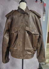 Adam Spencer vintage Brown Leather Bomber Jacket. Size Small.