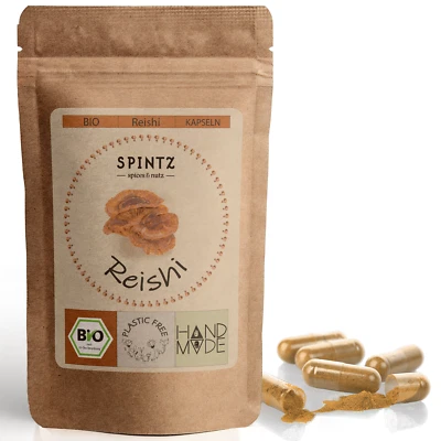 SPINTZ Bio Reishi Pilz Kapseln 250Stk | Unabhängig Laborgeprüft | Reishi Pulver