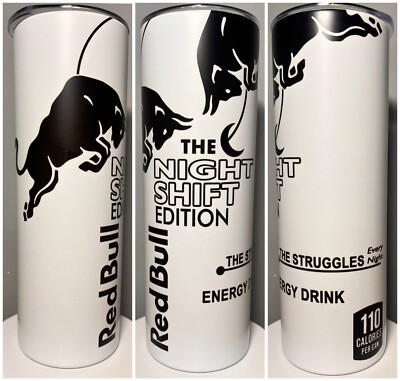 The Night Shift R Bull Thema 20oz Becher, Slide Locklid, Metall Strohhalm, Geschenkbox