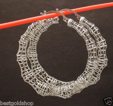 1 1/8" Technibond Cut-Out Bambus Filigran Creolen Platiniert Silber 