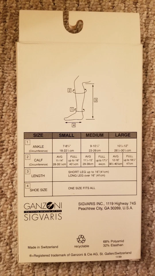 NEW Sigvaris 701 Medium M Ave Long Calf Crispa 66 Closed Toe Stockings - Image 2 of 3