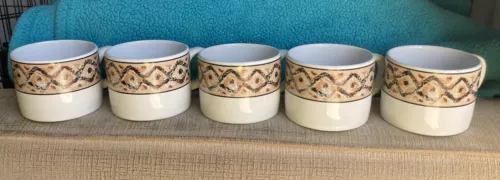 Vintage Sakura Mugs Stonehenge 1993 Designed By Sue Zipkin Set of 5 Coffee Cups