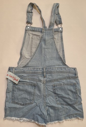 Cat & Jack Girls Denim Light Wash Blue Short Overalls Rompers Size L (10/12)Plus - Picture 4 of 7