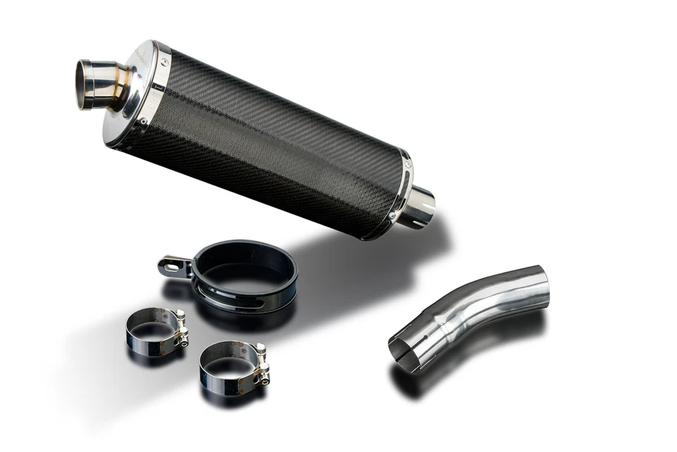 Silenciador redondo de fibra de carbono Delkevic antideslizante de 14 pulgadas para GSX-R750 Foto 4 de 4