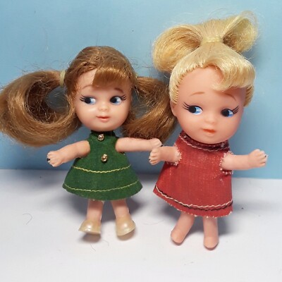 Vintage Uneeda Petal People? 1968 Liddle Kiddle-Type Clone Dolls -Set of 2