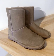 Grey Bearpaw Boots Youth 4 Elle  Suede Wool Pull On Casual Ankle Winter Boots