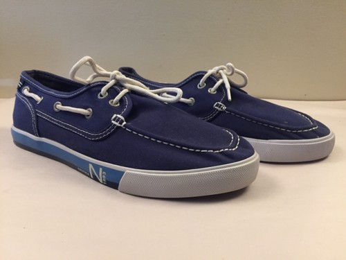 Nautica Blue and White Canvas Deck Boat Shoes N 1983 Spinnaker Men's Size 6 - Picture 6 of 15