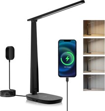 LED Desk Lamp with USB A C Dual Charging Ports Dimmable Desk Lamp