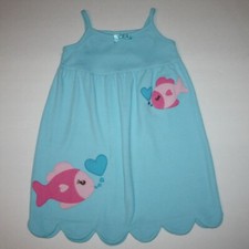 Gymboree Under The Sea Sleepwear Girl's Pink Fish Blue Pajama Gown size 3 4