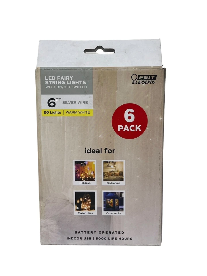 Feit Electric 20-Light 6 Ft. Indoor LED Silver Wire Warm White Battery Operated - Image 2 of 4
