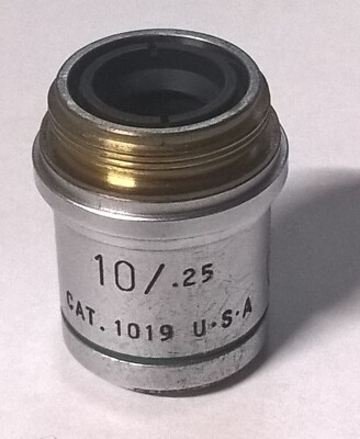 AO Spencer American Optical microscope objective 10x N.A. .25 PLAN ACHRO # 1019