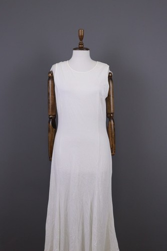IVAN GRUNDAHL COPENHAGEN White Lagenlook Sleeveless Tank Maxi Dress Size L