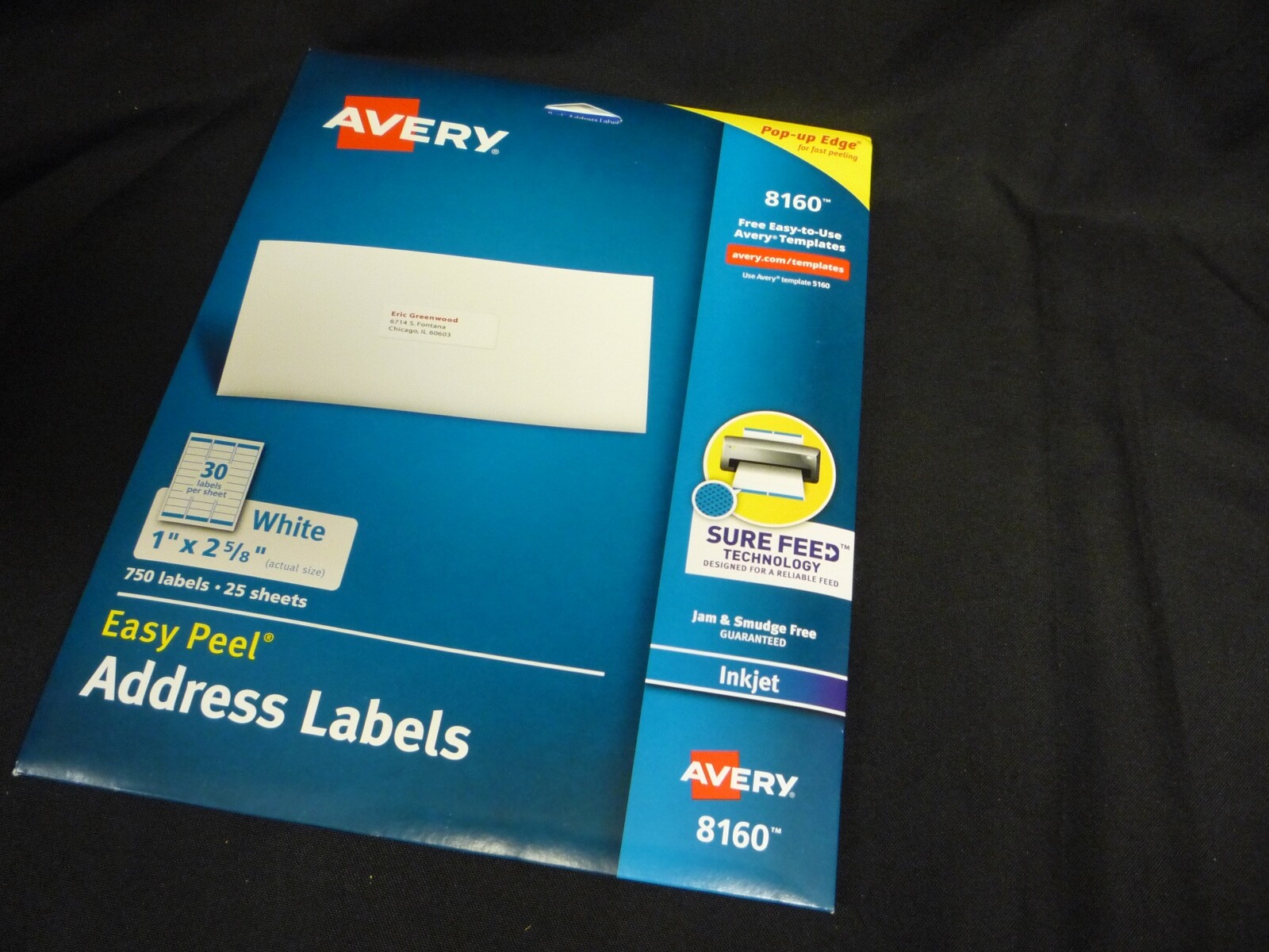 Avery 8160 Easy Peel Address Label 1" x 2 5/8" 750 Labels 72782081607