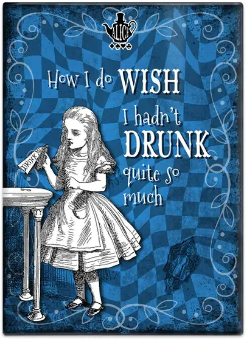 How I do Wish I hadn't Drunk .. Alice In Wonderland Fridge Magnet  CLEARANCE!
