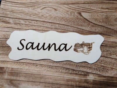 Sauna Holz Schild  mit oder ohne Lederband,  Saunaschild Holzschild