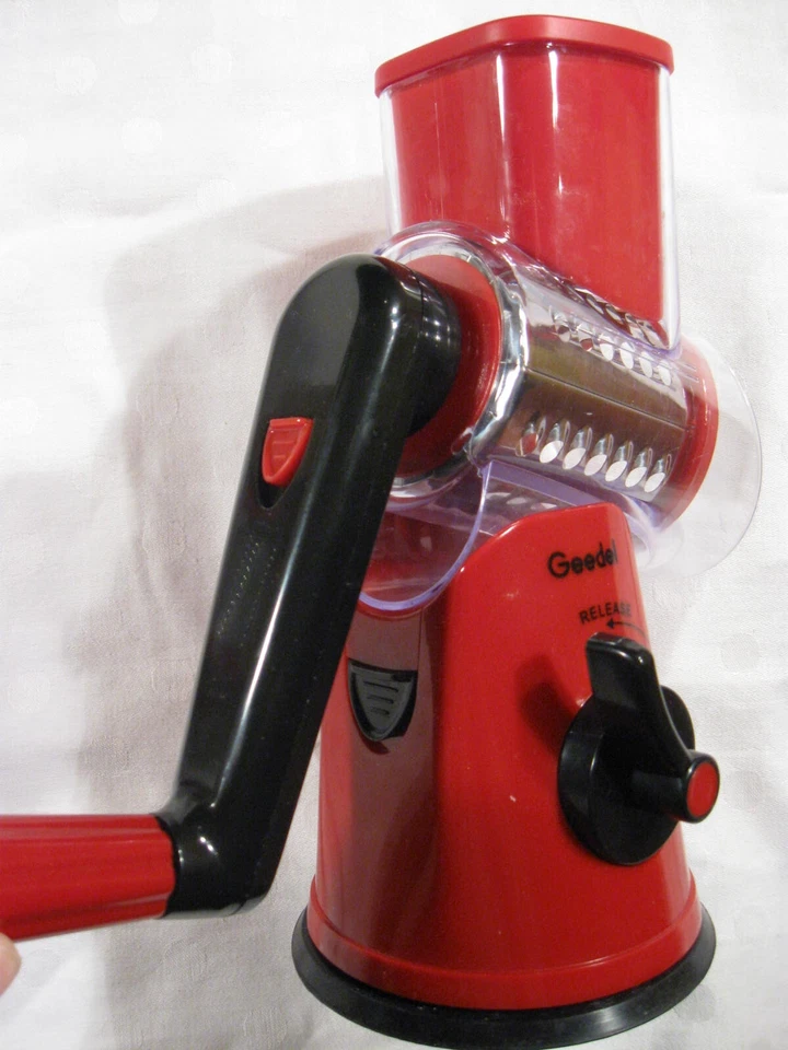 Geedel Käsereibe mit Kurbel Gemüsereibe 5 Trommelmesser Gemüsehobel Küchenhilfe