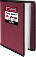 Dunwell 11x14 Art Portfolio Binder with Mounting w/ BLK Paper, Ruby