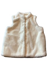 Epic Threads White Fuzzy Vest Youth Girl Size M Medium Lightweight Buttons EUC
