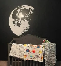Moon Wall Sticker for Kid's Room. Wall Decal  Moon Art. Space Theme Decor.  #523