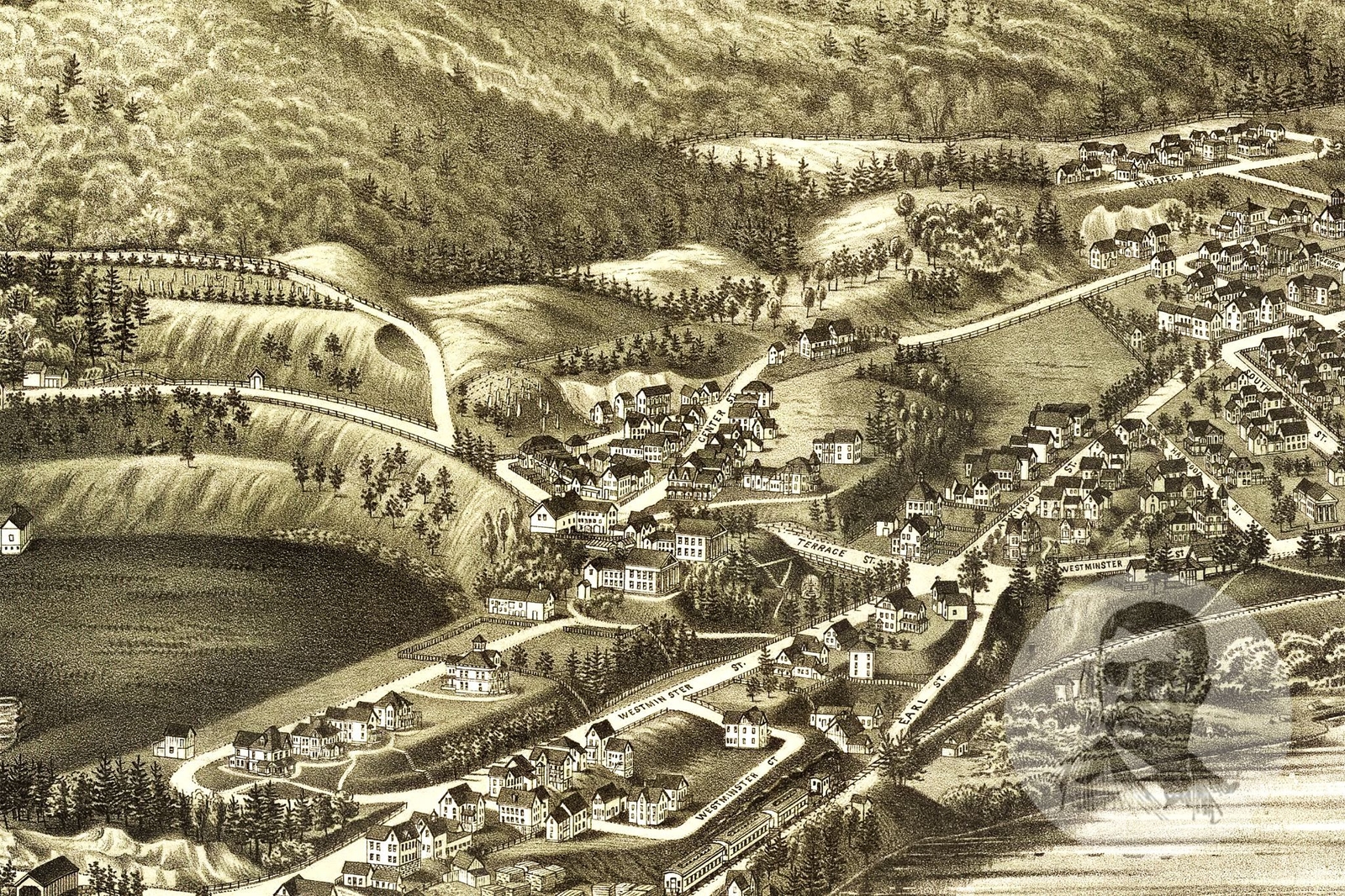 Old Map of Bellows Falls, VT from 1886 Vintage Vermont Art, Historic
