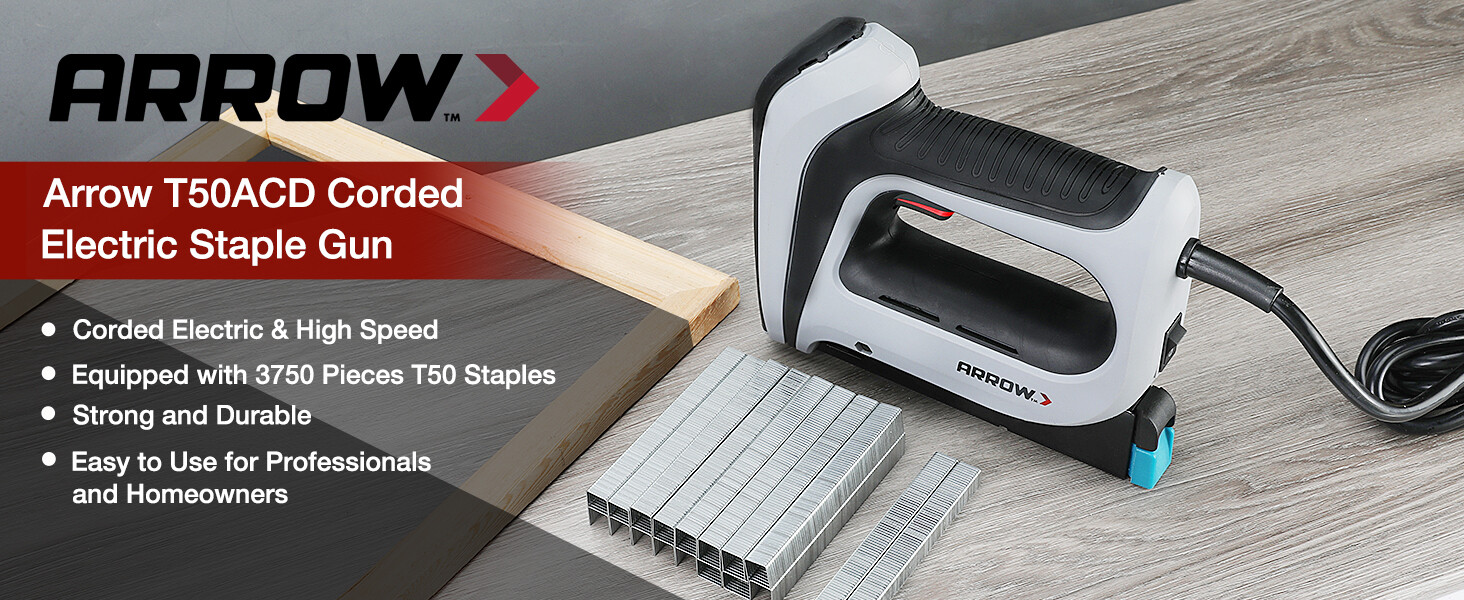 Arrow Electric Staple Gun Kit, Corded Stapler 3750PC T50 1/4" 3/8", 1/2
