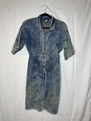 Venezia Vintage 80s Dress Acid Wash Stonewashed Denim Punk Rock Retro Size 3/4